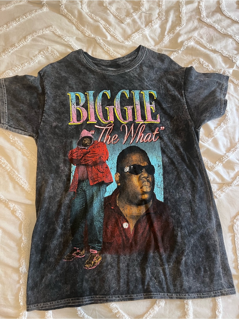 Men’s Graphic Tee with Vintage Black Wash and Multicolor Print